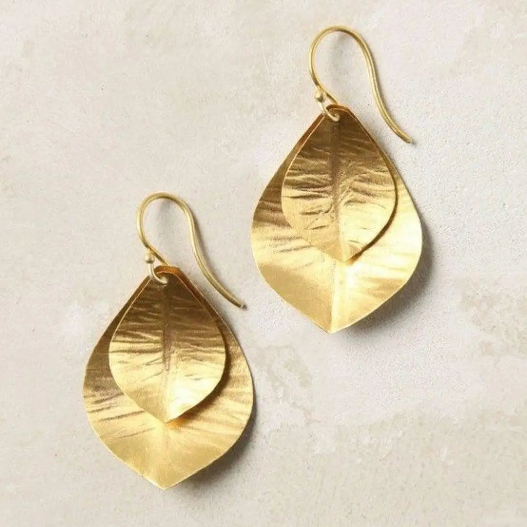 Aureline – Refined Double Gold Leaf Vintage Earrings