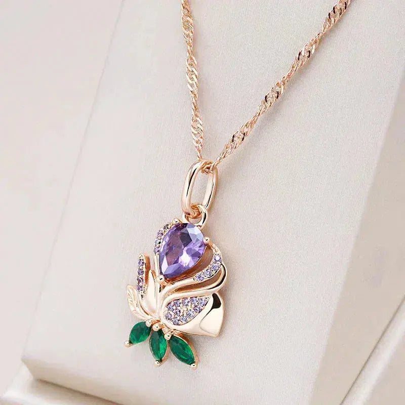 Amarisse – Refined Lilac Rose Gold Necklace
