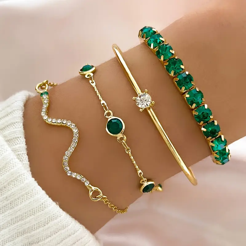 Juliette – Vintage Green Zirconia Bracelet Set