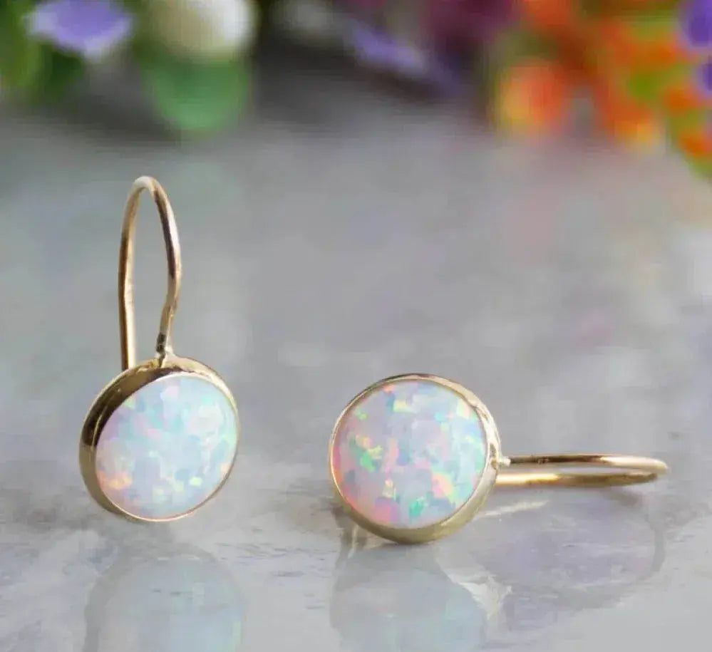 Serilda – Elegant Vintage Opal Stone Gold Earrings