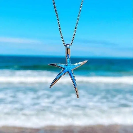 Marisol – Stylish Blue Opal Starfish Silver Necklace