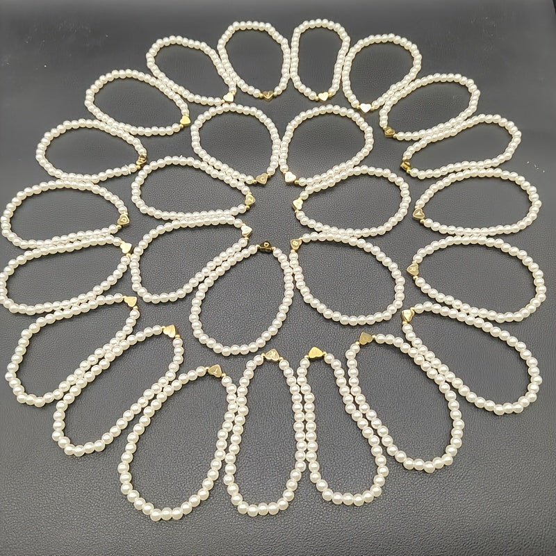 Maribeline – Personalized Pearl Initial Bracelet with Golden Heart